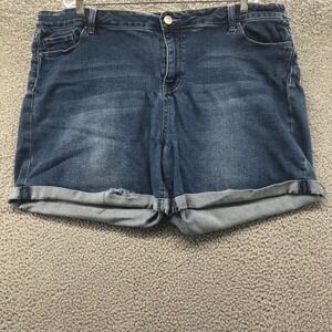 Fasion Nova Womens Distressed Whiskered Cutoff Denim Shorts Size 22